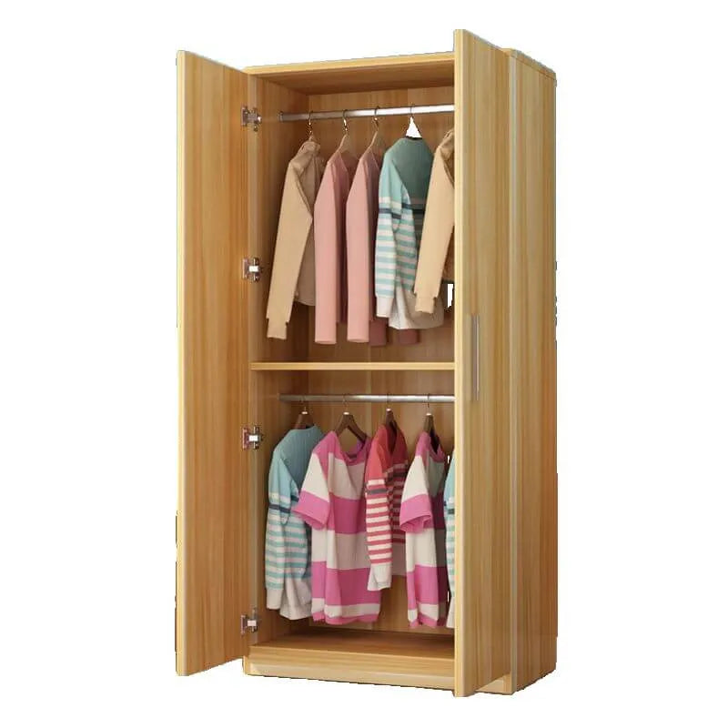 Minimalist Wood Wardrobe Armoire with Soft-Close Storage