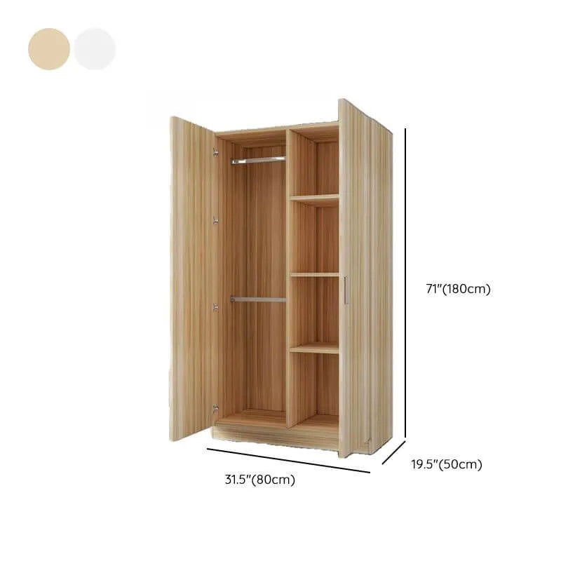 Minimalist Wood Wardrobe Armoire with Soft-Close Storage Dimensions