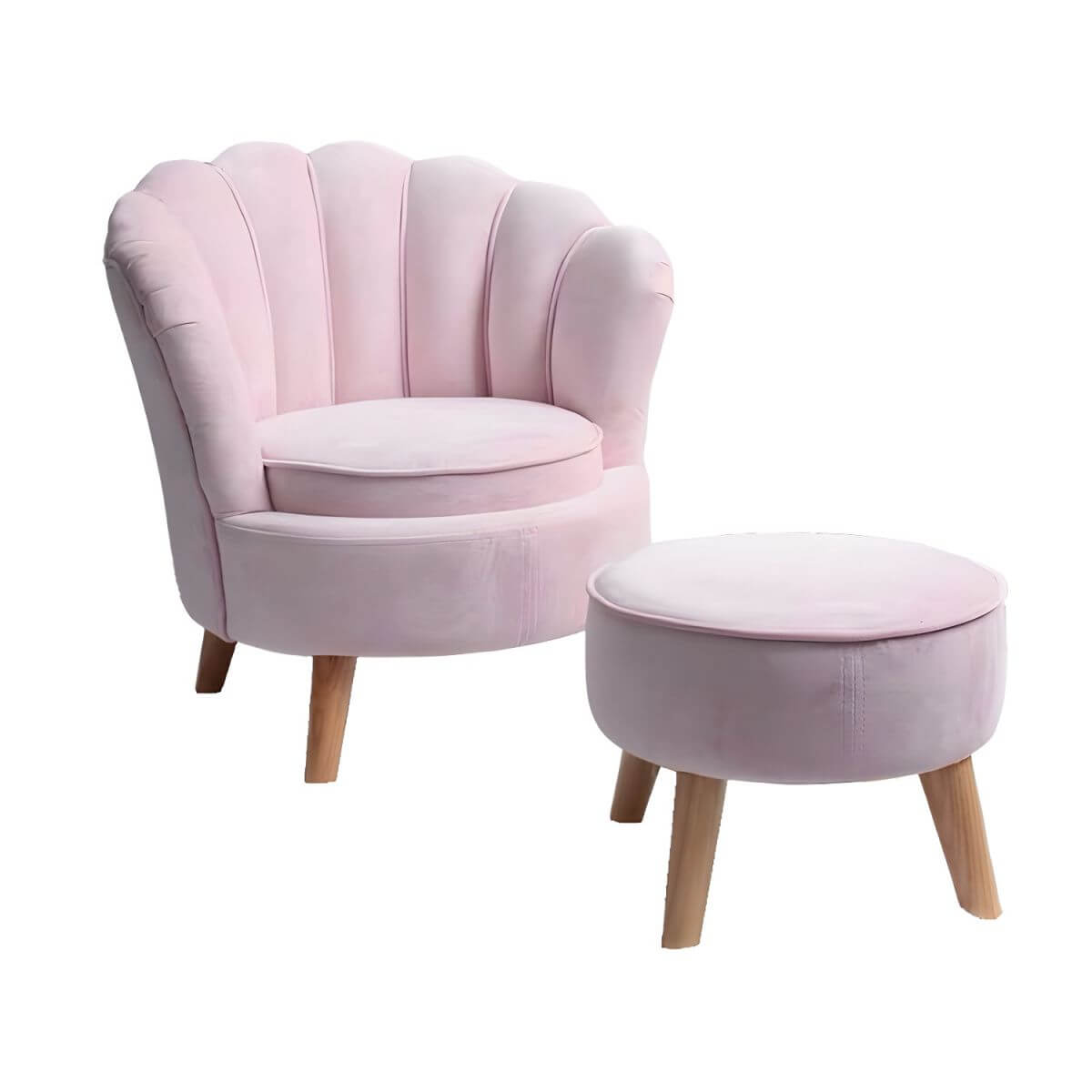 Mint Green and Pink Upholstered Club Ottoman for Kids' Playroom