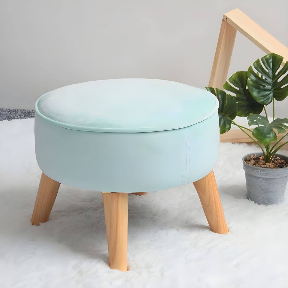 Mint Green and Pink Upholstered Club Ottoman for Kids' Playroom