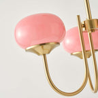 Modern 3-Light Bubble Chandelier in Frosted Pink Glass and Matte Antique Gold