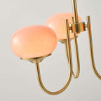 Modern 3-Light Bubble Chandelier in Frosted Pink Glass and Matte Antique Gold