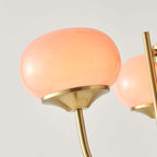 Modern 3-Light Bubble Chandelier in Frosted Pink Glass and Matte Antique Gold