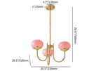 Modern 3-Light Bubble Chandelier in Frosted Pink Glass and Matte Antique Gold Dimensions