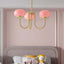 Modern 3-Light Bubble Chandelier in Frosted Pink Glass and Matte Antique Gold Main Product Image