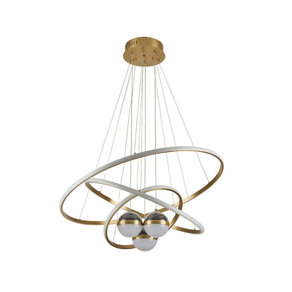 Modern 3-Tier Gold LED Chandelier with Remote Control and Dimmable Feature