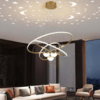 Modern 3-Tier Gold LED Chandelier with Remote Control and Dimmable Feature