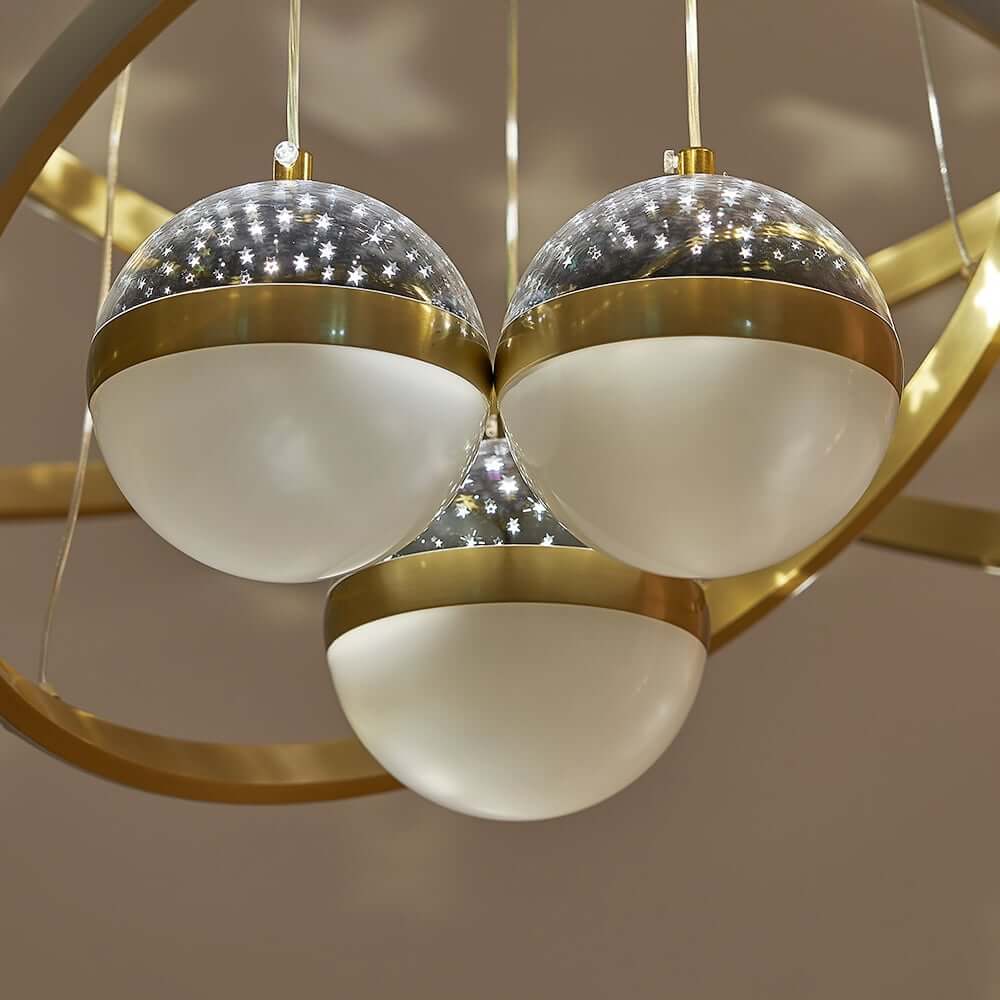 Modern 3-Tier Gold LED Chandelier with Remote Control and Dimmable Feature