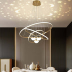 Modern 3-Tier Gold LED Chandelier with Remote Control and Dimmable Feature Main Product Image