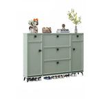 Modern 3-Tier Shoe Cabinet in Mint Green & Grey with Adjustable Storage