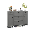 Modern 3-Tier Shoe Cabinet in Mint Green & Grey with Adjustable Storage