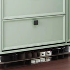 Modern 3-Tier Shoe Cabinet in Mint Green & Grey with Adjustable Storage