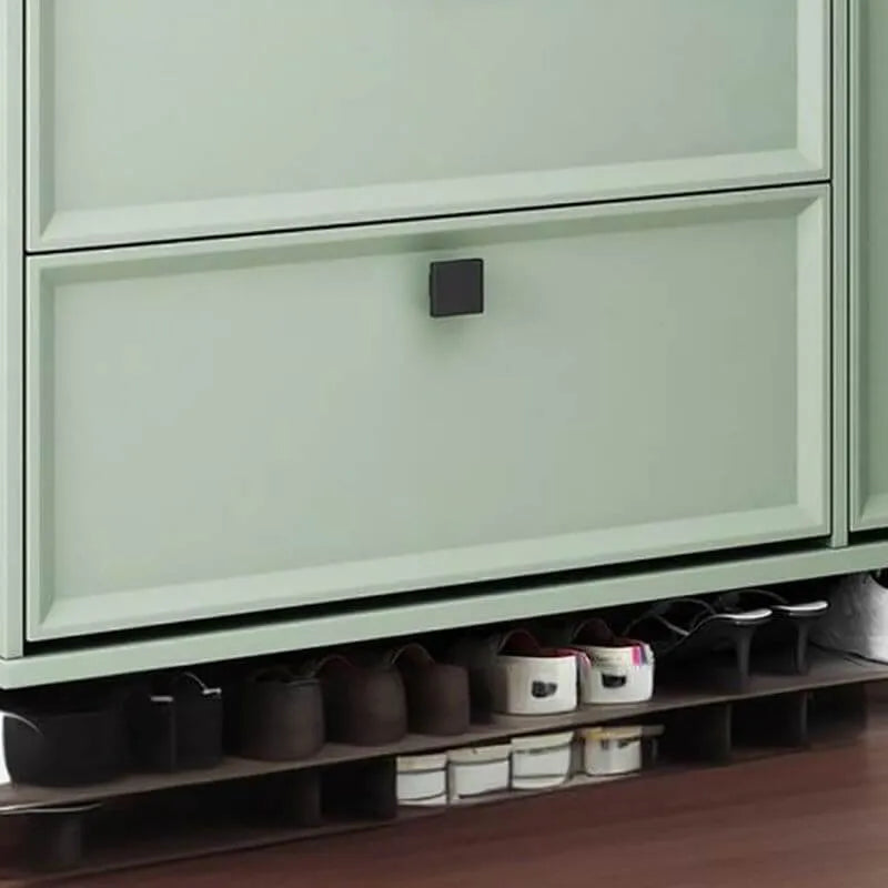 Modern 3-Tier Shoe Cabinet in Mint Green & Grey with Adjustable Storage