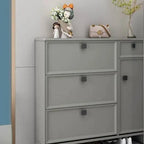 Modern 3-Tier Shoe Cabinet in Mint Green & Grey with Adjustable Storage