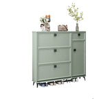 Modern 3-Tier Shoe Cabinet in Mint Green & Grey with Adjustable Storage