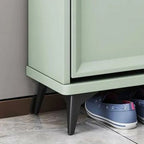 Modern 3-Tier Shoe Cabinet in Mint Green & Grey with Adjustable Storage