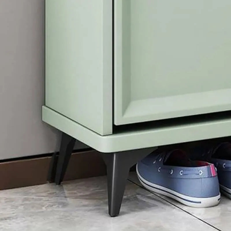 Modern 3-Tier Shoe Cabinet in Mint Green & Grey with Adjustable Storage