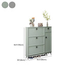 Modern 3-Tier Shoe Cabinet in Mint Green & Grey with Adjustable Storage Dimensions