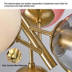 Modern 4-Light Globe Chandelier with Hand-Blown Colored Glass Shades