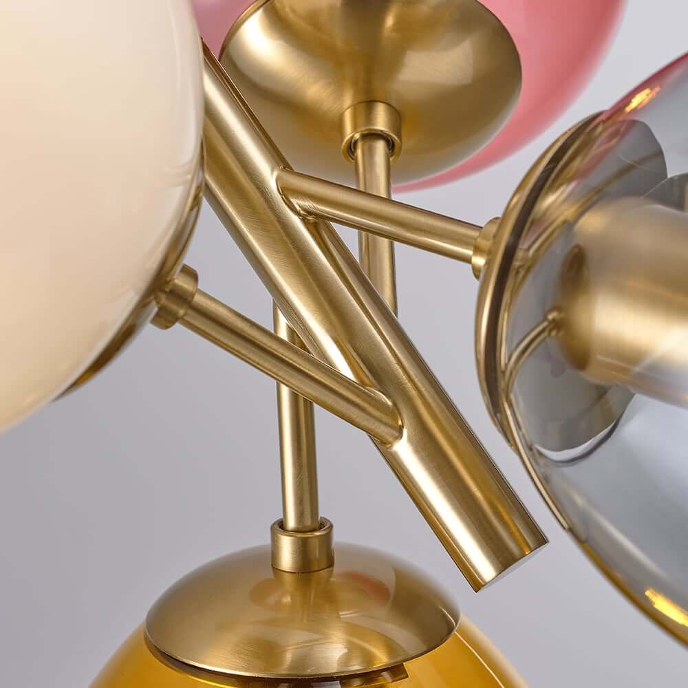 Modern 4-Light Globe Chandelier with Hand-Blown Colored Glass Shades