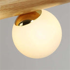 Modern 5/7-Light Spiral Globe Pendant with Wood Beam and Gold Metal
