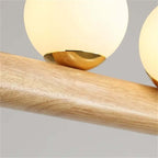 Modern 5/7-Light Spiral Globe Pendant with Wood Beam and Gold Metal