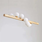 Modern 5/7-Light Spiral Globe Pendant with Wood Beam and Gold Metal