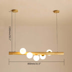 Modern 5/7-Light Spiral Globe Pendant with Wood Beam and Gold Metal