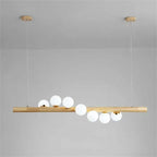 Modern 5/7-Light Spiral Globe Pendant with Wood Beam and Gold Metal