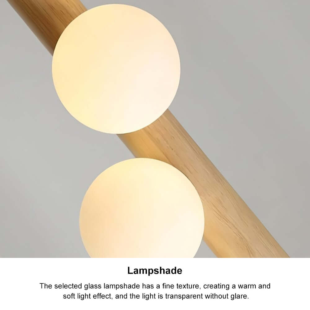 Modern 5/7-Light Spiral Globe Pendant with Wood Beam and Gold Metal