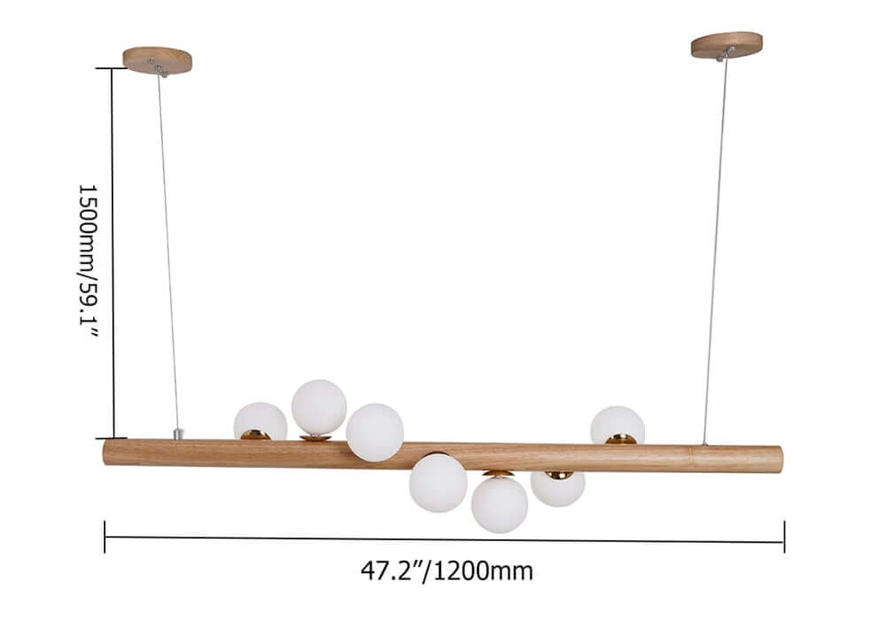 Modern 5/7-Light Spiral Globe Pendant with Wood Beam and Gold Metal Dimensions