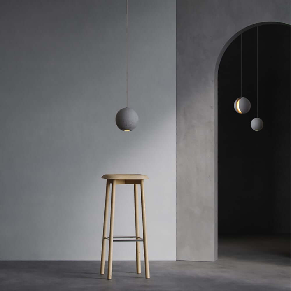 Modern 6-Light Globe Pendant with Cement Shades and Adjustable Height ...