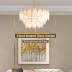 Modern 6-Light Tiered Cloud Glass Chandelier with Adjustable Height