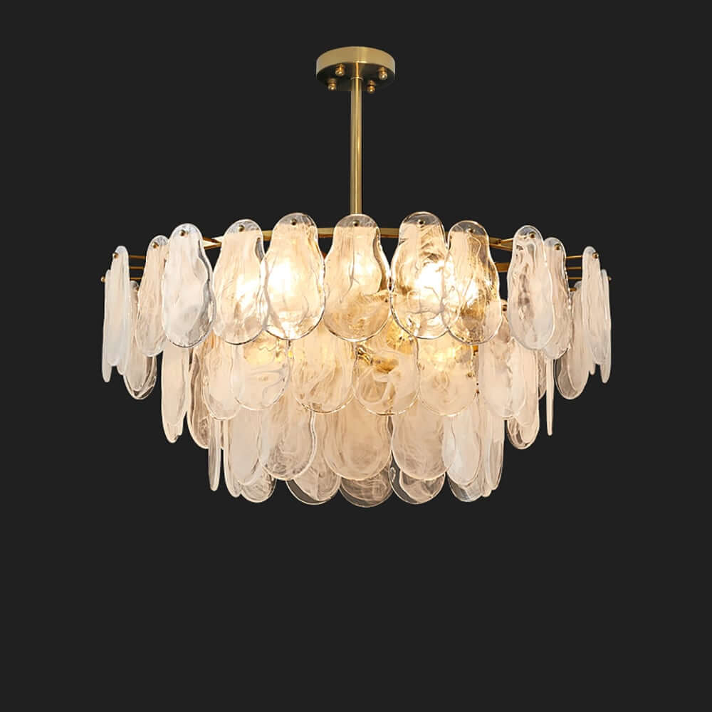Modern 6-Light Tiered Cloud Glass Chandelier with Adjustable Height