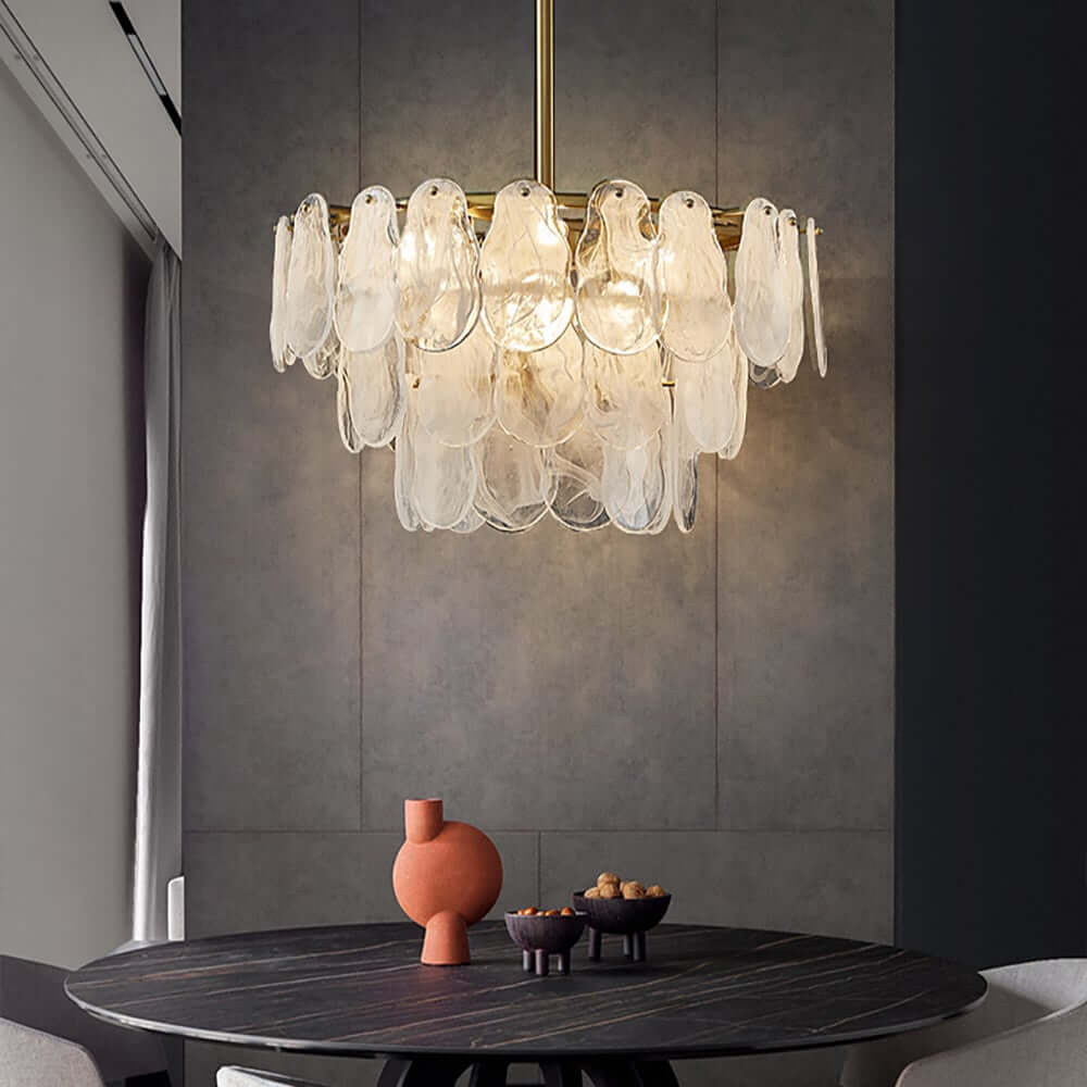 Modern 6-Light Tiered Cloud Glass Chandelier with Adjustable Height