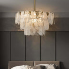 Modern 6-Light Tiered Cloud Glass Chandelier with Adjustable Height
