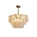 Modern 6-Light Tiered Cloud Glass Chandelier with Adjustable Height