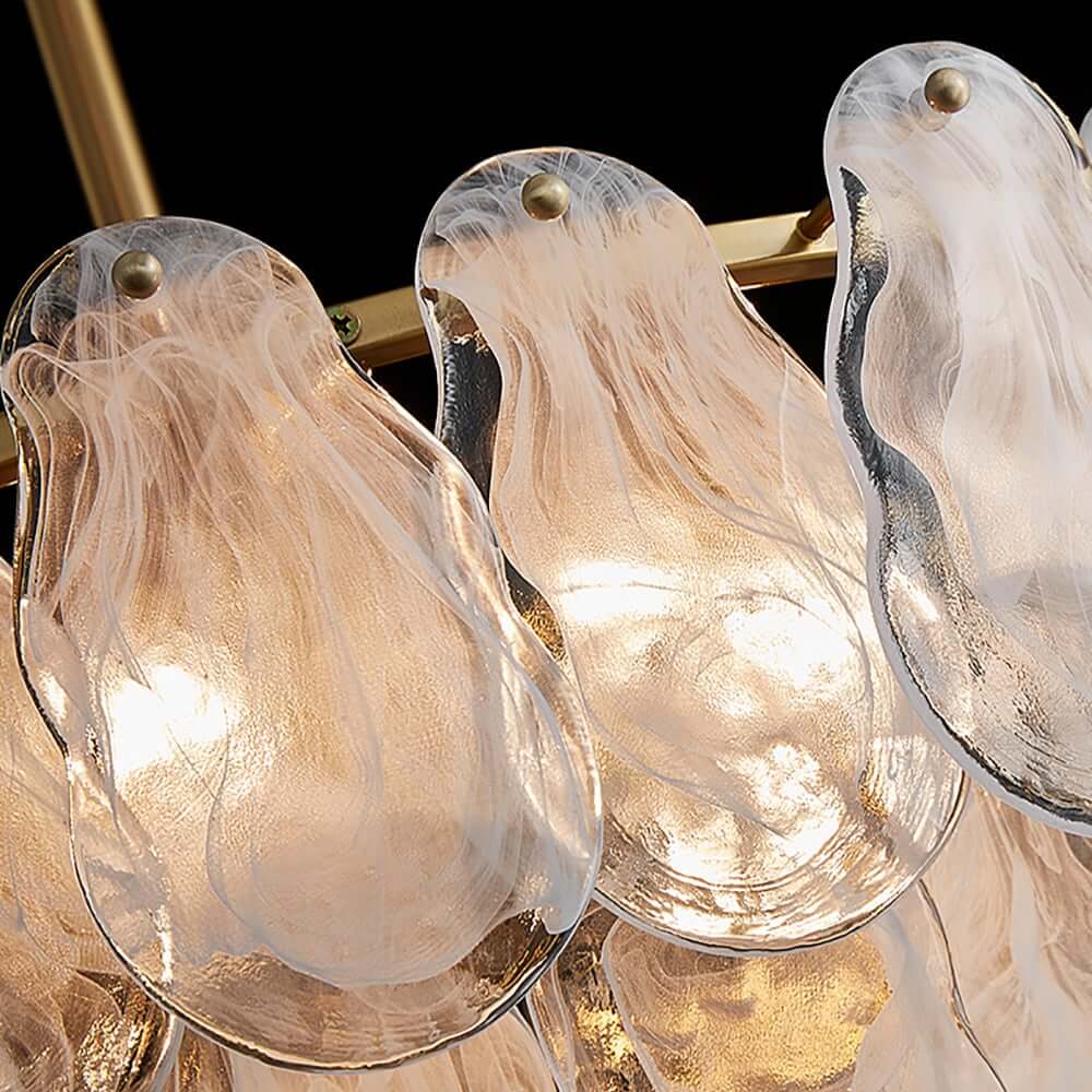 Modern 6-Light Tiered Cloud Glass Chandelier with Adjustable Height