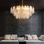 Modern 6-Light Tiered Cloud Glass Chandelier with Adjustable Height