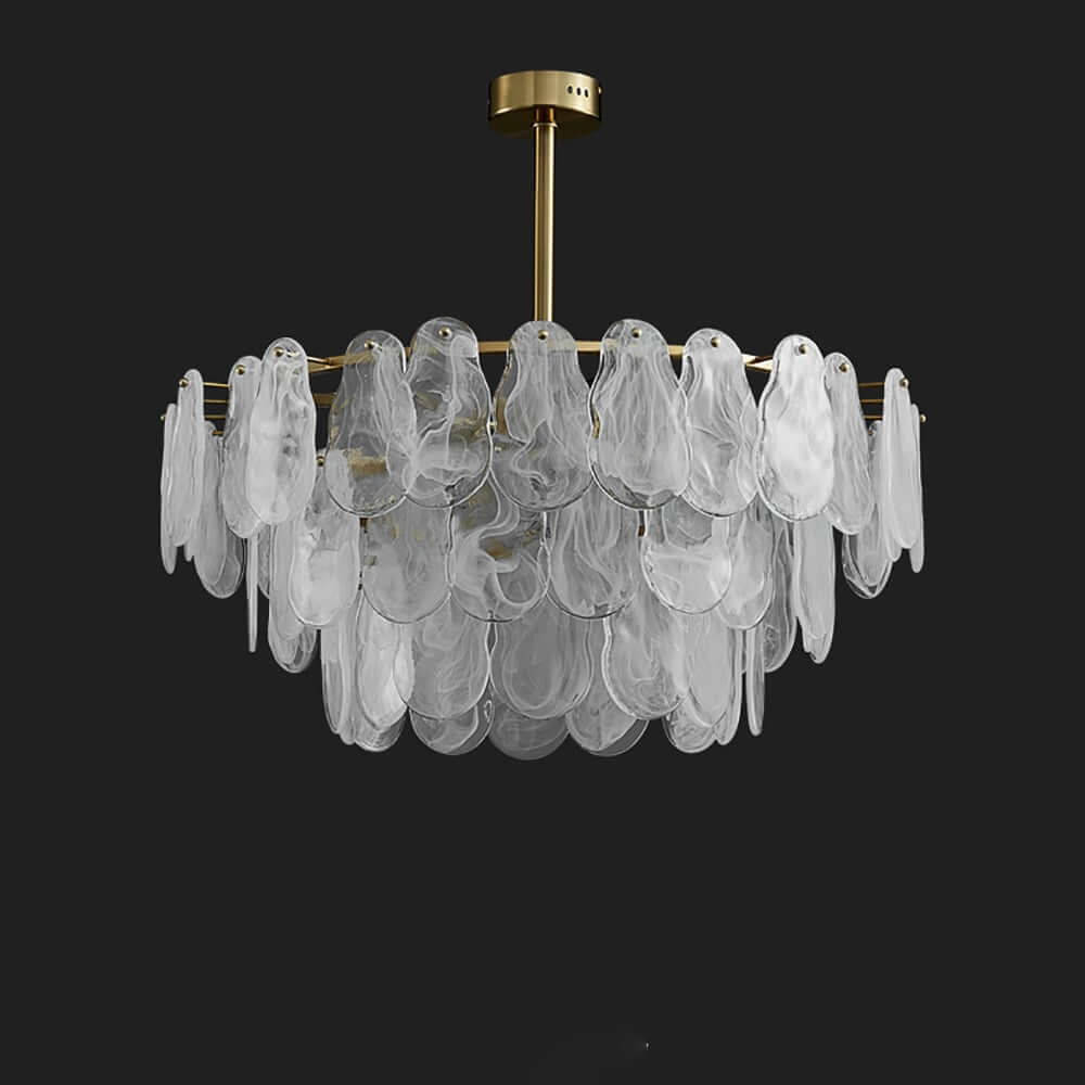 Modern 6-Light Tiered Cloud Glass Chandelier with Adjustable Height