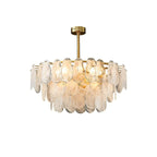 Modern 6-Light Tiered Cloud Glass Chandelier with Adjustable Height