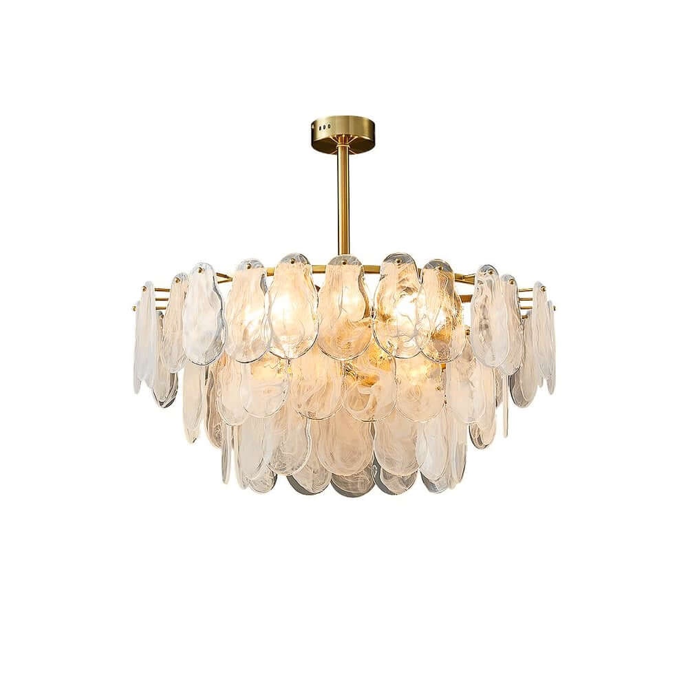 Modern 6-Light Tiered Cloud Glass Chandelier with Adjustable Height