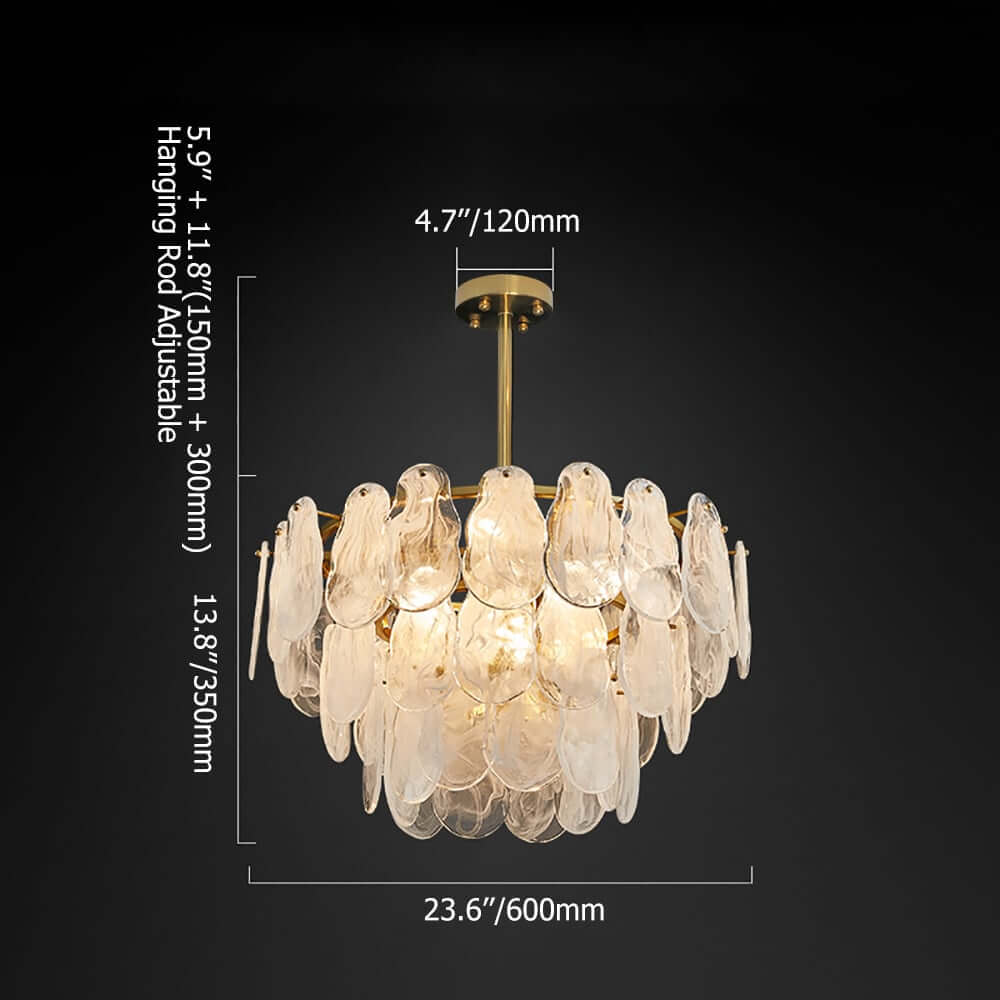 Modern 6-Light Tiered Cloud Glass Chandelier with Adjustable Height Dimensions