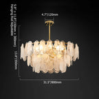 Modern 6-Light Tiered Cloud Glass Chandelier with Adjustable Height Dimensions