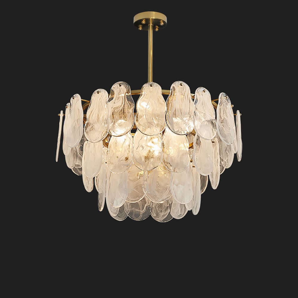 Modern 6-Light Tiered Cloud Glass Chandelier with Adjustable Height Main Product Image