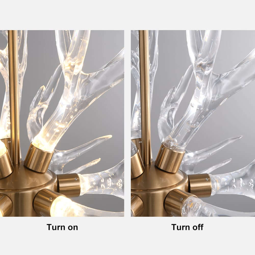 Modern 9-Light Tiered Antler Chandelier in Gold and Black