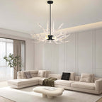 Modern 9-Light Tiered Antler Chandelier in Gold and Black