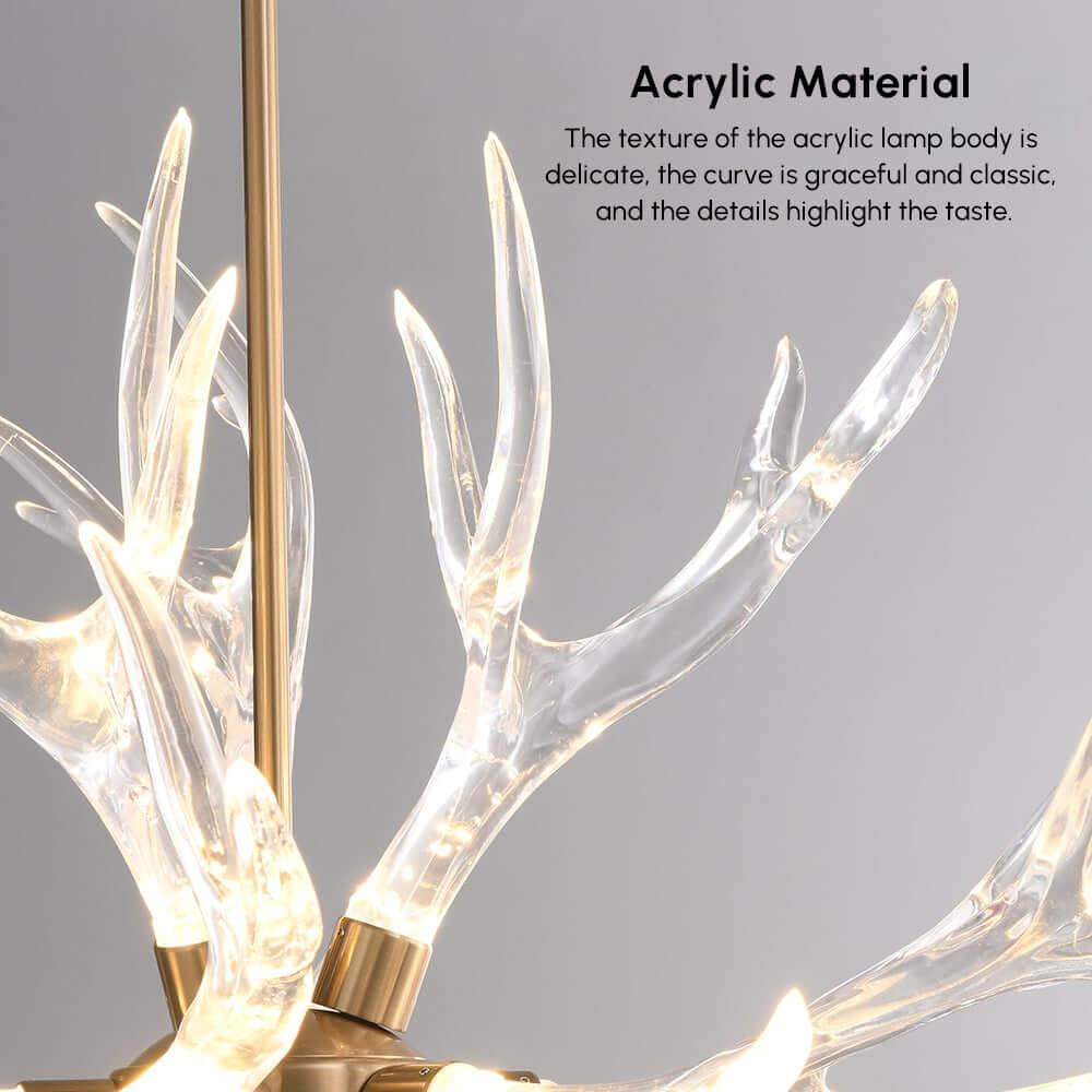 Modern 9-Light Tiered Antler Chandelier in Gold and Black
