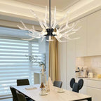 Modern 9-Light Tiered Antler Chandelier in Gold and Black