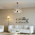 Modern 9-Light Tiered Antler Chandelier in Gold and Black